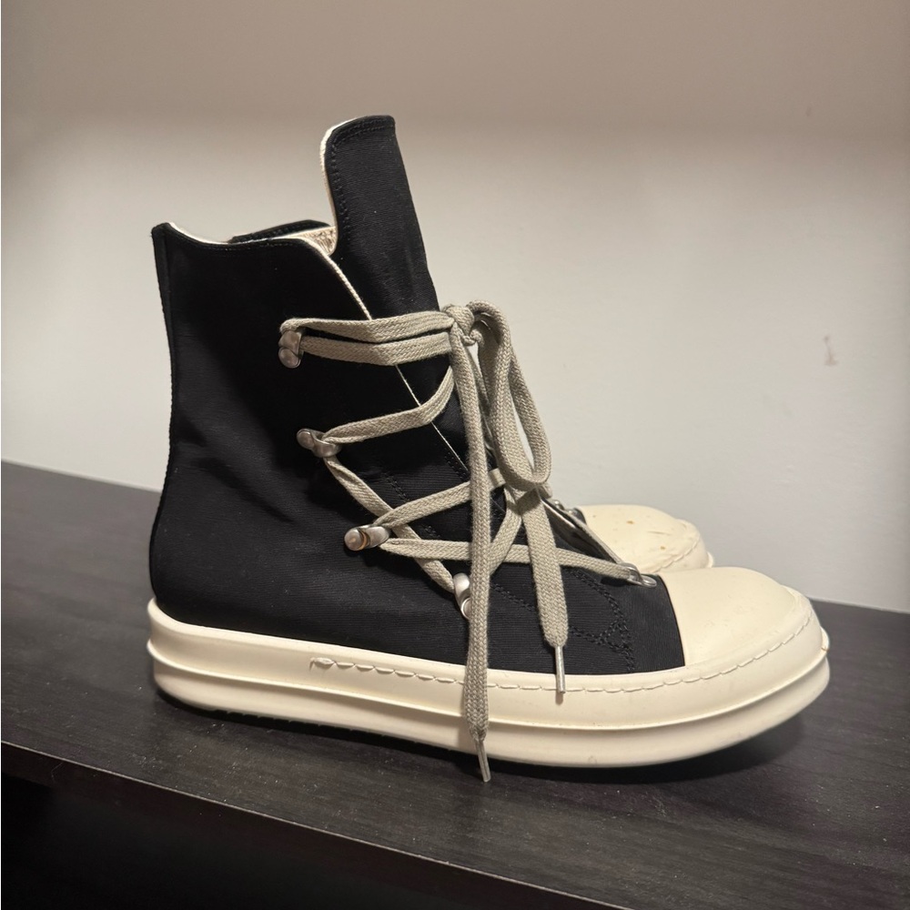 Rick Owens Black and White Lace-Up Boots